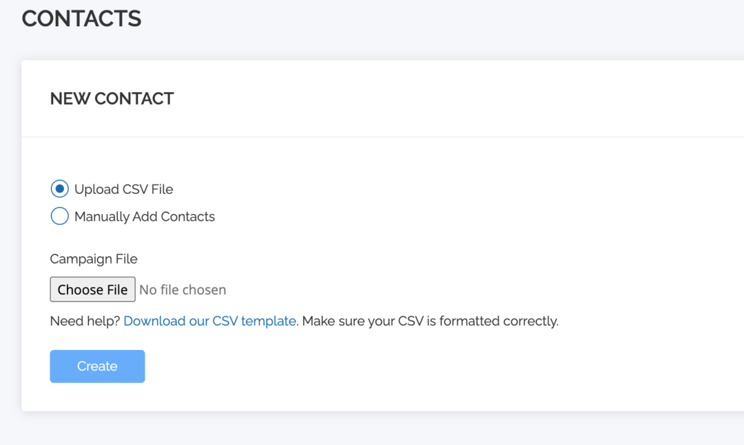 Upload texting api contacts