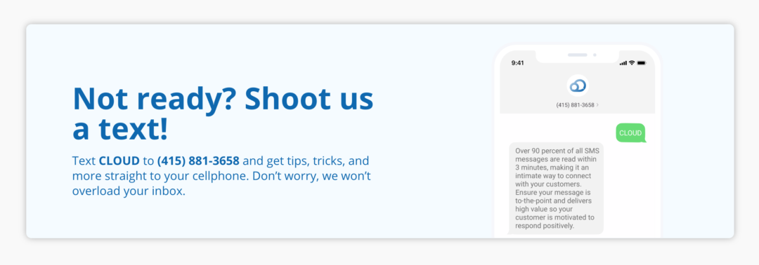 promote sms keyword website example