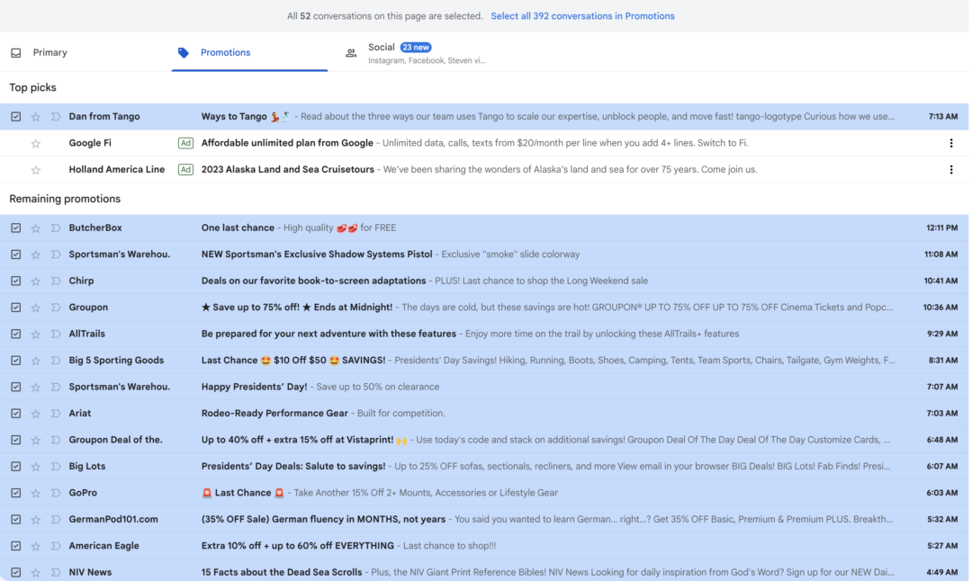 Deleting Unread Emails