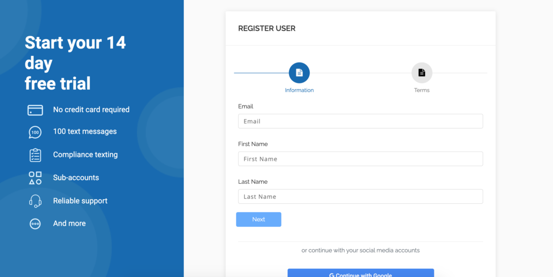 Sign up text reminders